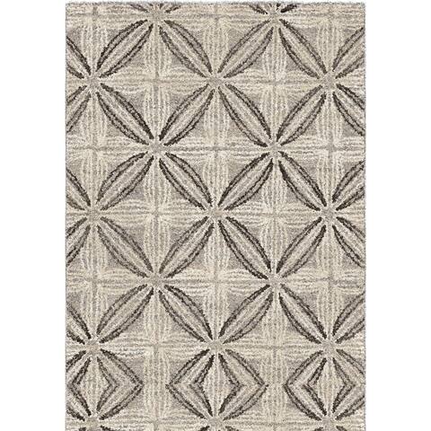 Dean Modern Area Rug, Diamond Pattern, Fabric, Medium, Gray, Cream - 3'6" x 5'8" Oval