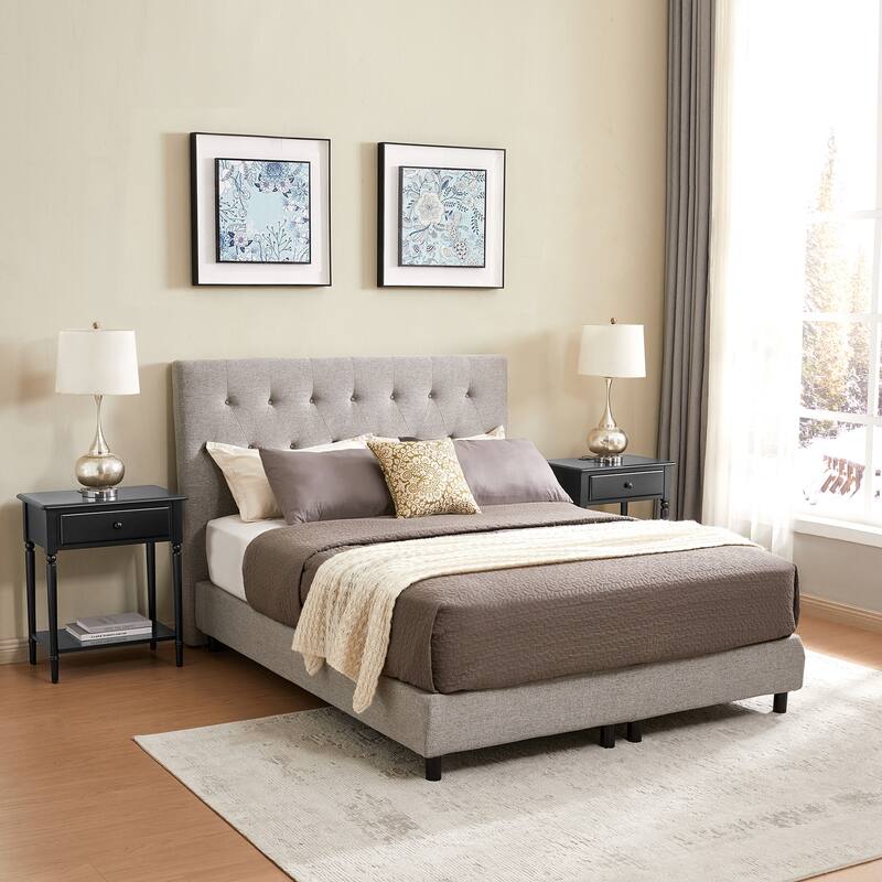 Nightstand 2-Pack USB-C Charger Side Table with Drawer & Shelf - HomeStock Nordic Haven Black