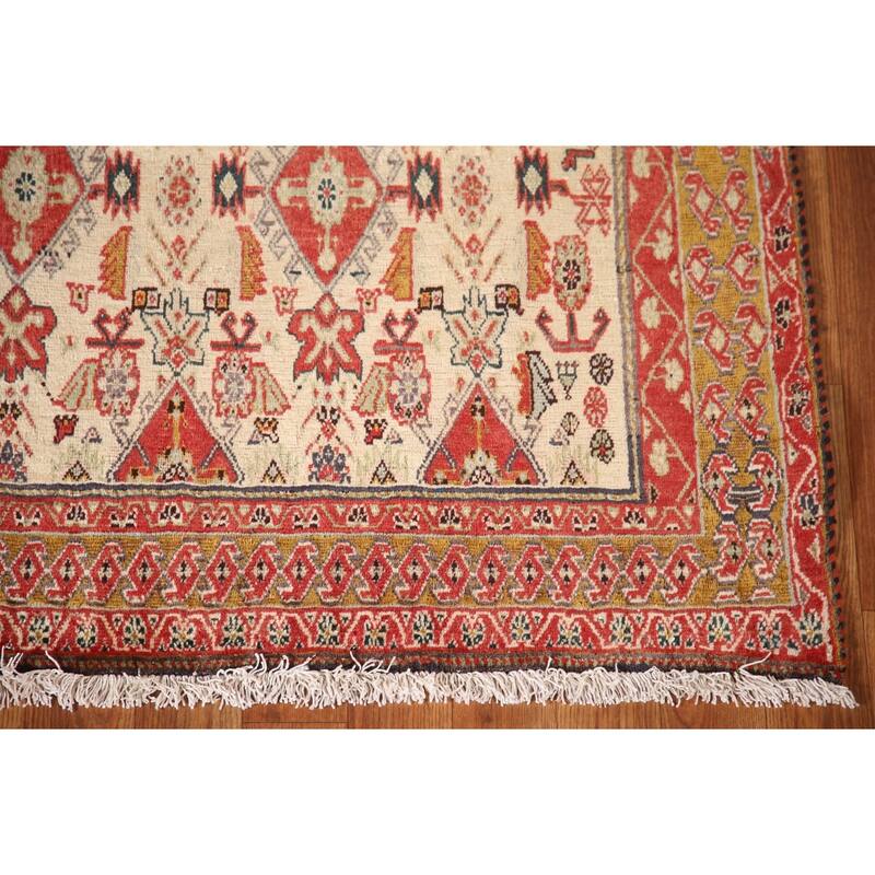 Vegetable Dye Shiraz Kashkoli Persian Antique Rug Handmade Wool Carpet - 3'4"x 4'10"