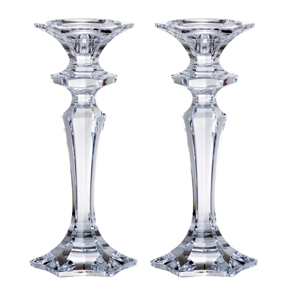 4 pcs Glass Hurricane Pillar Large London Candle Holder 6 x 10 Short Stem  Candle Centerpieces