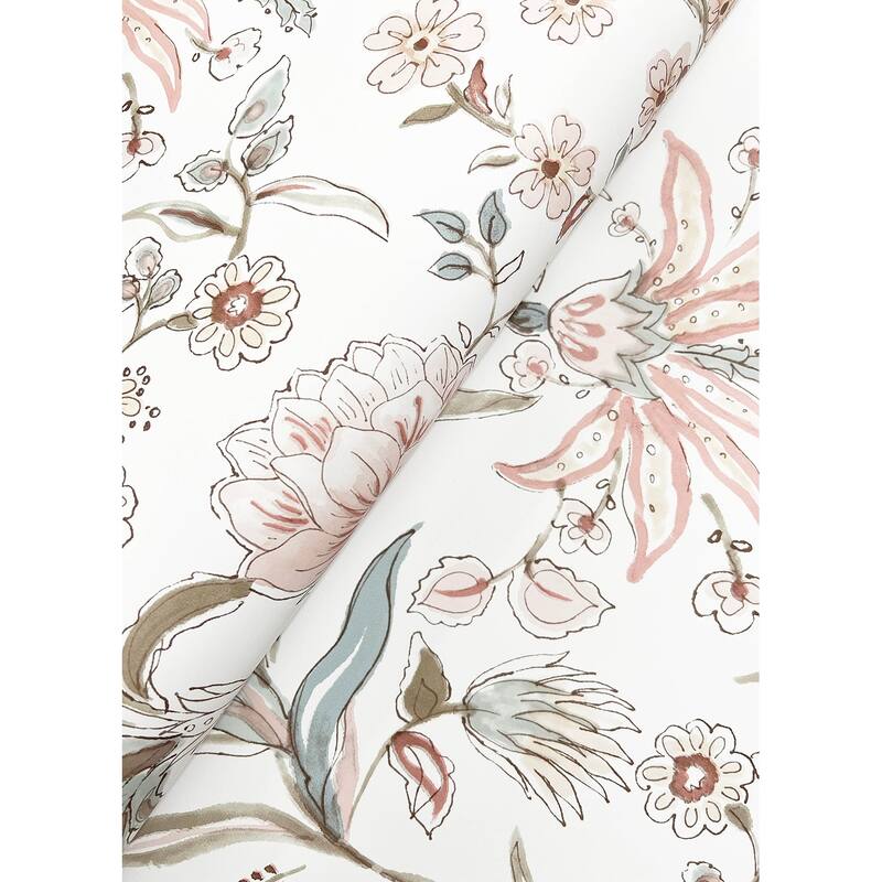 A-Street Prints Teonna Light Pink Floral Stripe Wallpaper