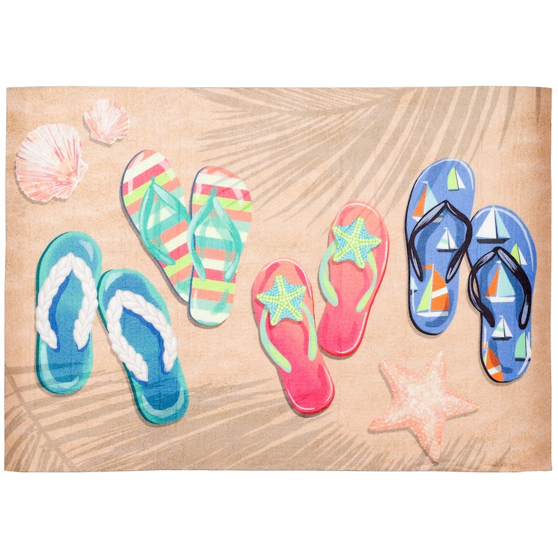 Liora Manne Illusions Beachside Flip Flops Indoor/Outdoor Mat - 2'5" x 4'1" - Sand