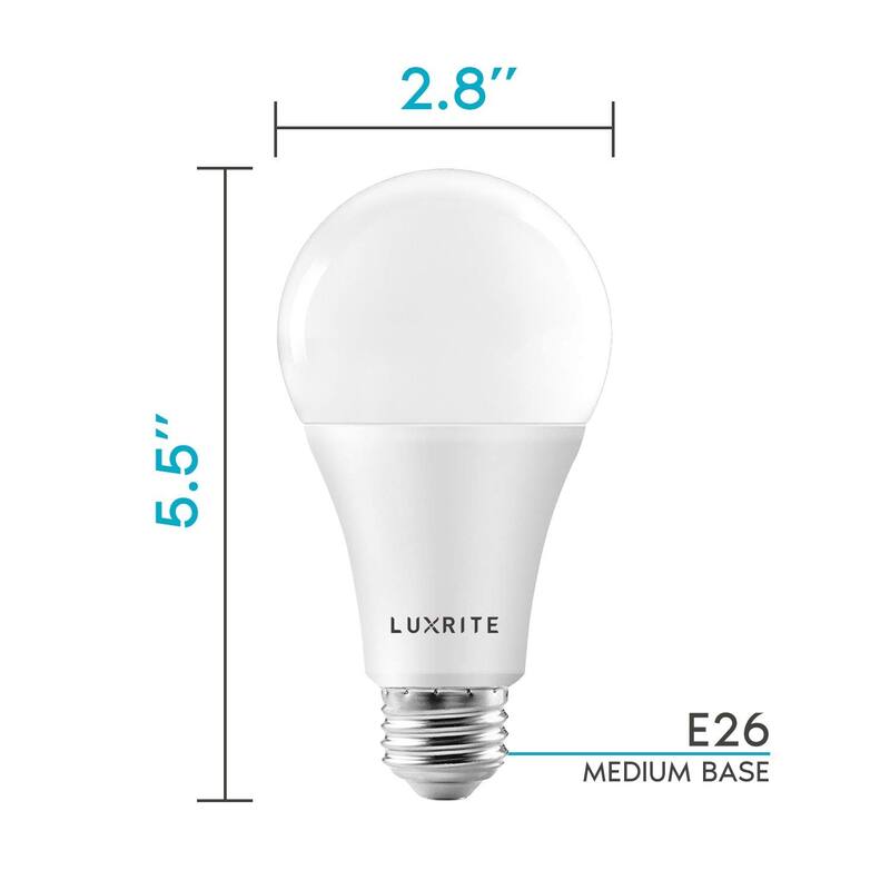 Luxrite A21 LED Bulbs 150 Watt Equivalent, 2550 Lumens, Damp Rated, Dimmable, Energy Star, E26 Base (4 Pack)