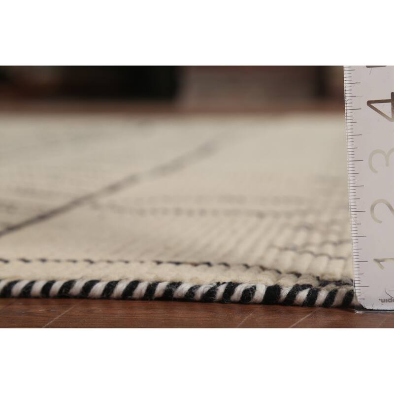 Moroccan Style Area Rug Hand-Knotted Oriental Beige Wool Carpet - 7'9"x 10'6"