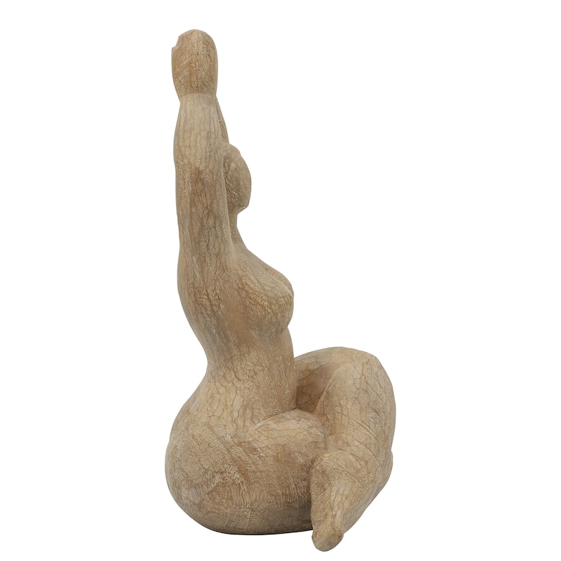 Decorative Namaste Female Figurine in Lotus Position, Yoga Meditation Sculpture, Resin, Brown 6.5 L x 6.5 W x 11 H