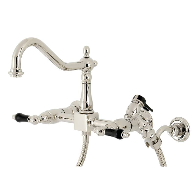 Kingston Brass Duchess 1.8 GPM Wall Mounted Bridge Kitchen Faucet - - Polished Nickel