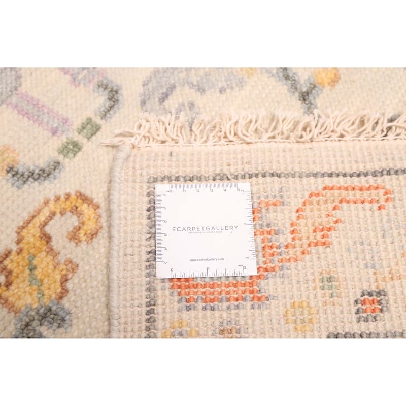 ECARPETGALLERY Hand-knotted Modern Oushak Ivory Wool Rug - 2'7 x 7'10