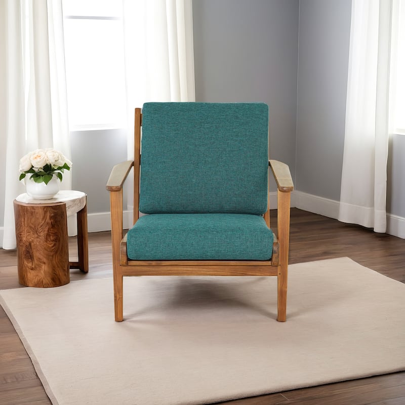 Kymber Teak Wood Linen Lounge Chair