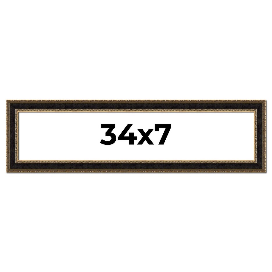 34x7 Frame Gold Antique Vintage Sold Wood Picture Frame | 1.75 Inch