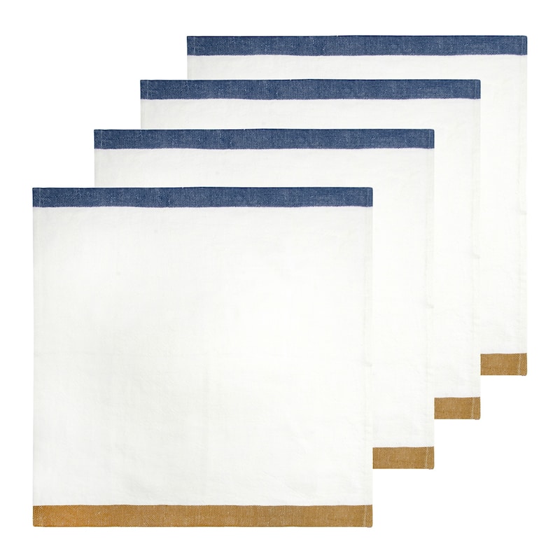 Caravan Paris White Napkins - Set of 4 - Blue, Mustard