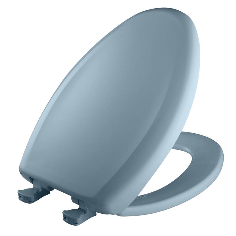 Bemis Elongated Plastic Toilet Seat in Ice Grey with STA-TITE Seat Fastening System, EasyClean & Change Blush ( ) - Twilight Blue