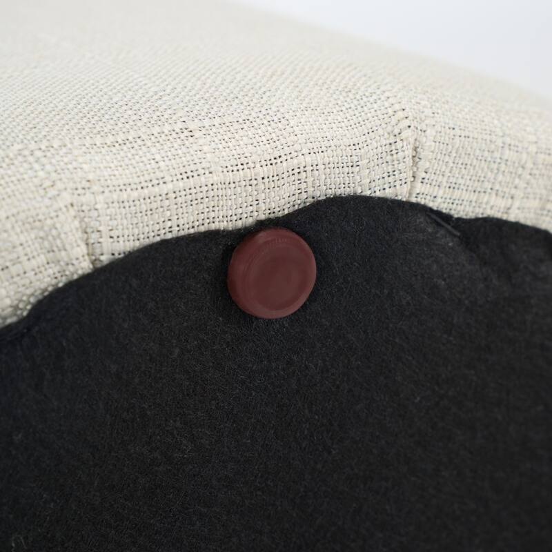 22.75" Linen Upholstered Round Nesting Storage Ottoman