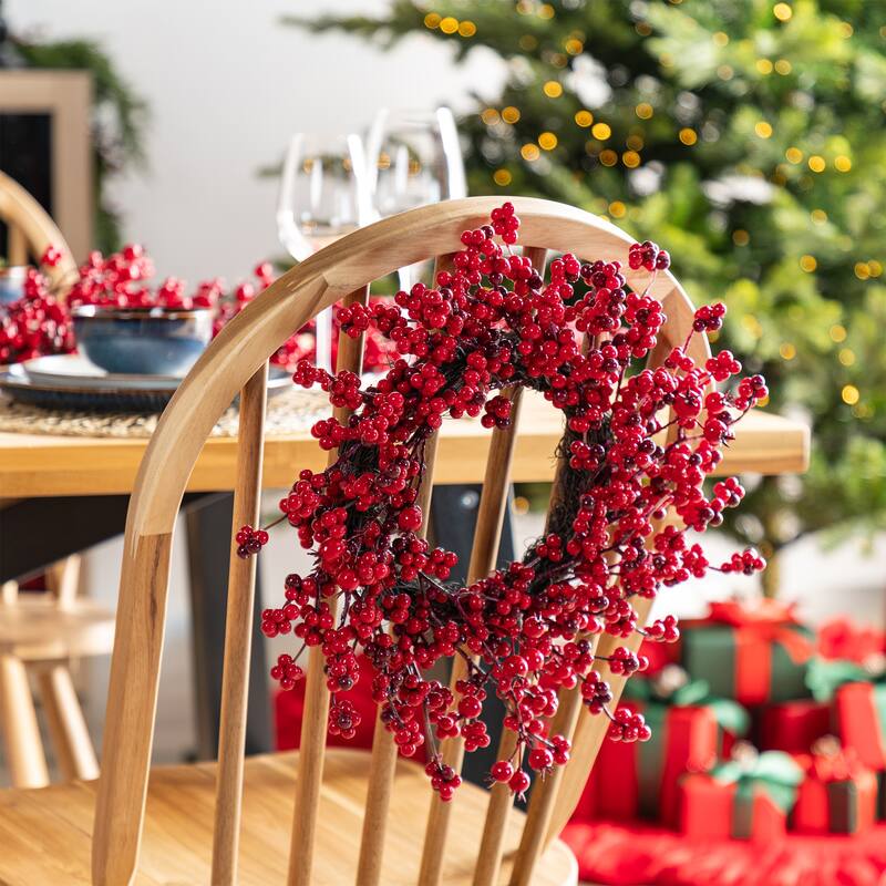 ﻿ Glitzhome Artificial Christmas Tree Potted Xmas Plant with Red Berries, Pinecones, PE Dripping Pine for Home Holiday Decor