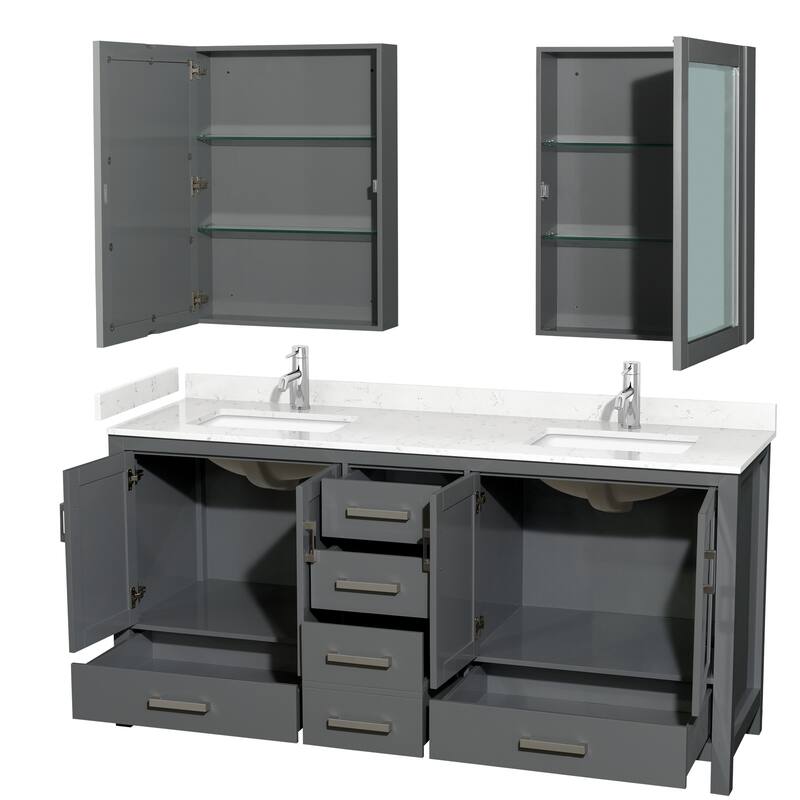 Sheffield Double Bathroom Vanity Set, Cultured Top, Medicine Cabinets