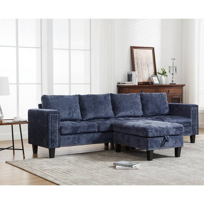 104.5'' L-Shaped Modular 5-Seat Sectional Sofa with Storage Ottoman, Reversible Chaise, and 4 Comfortable Back Cushions