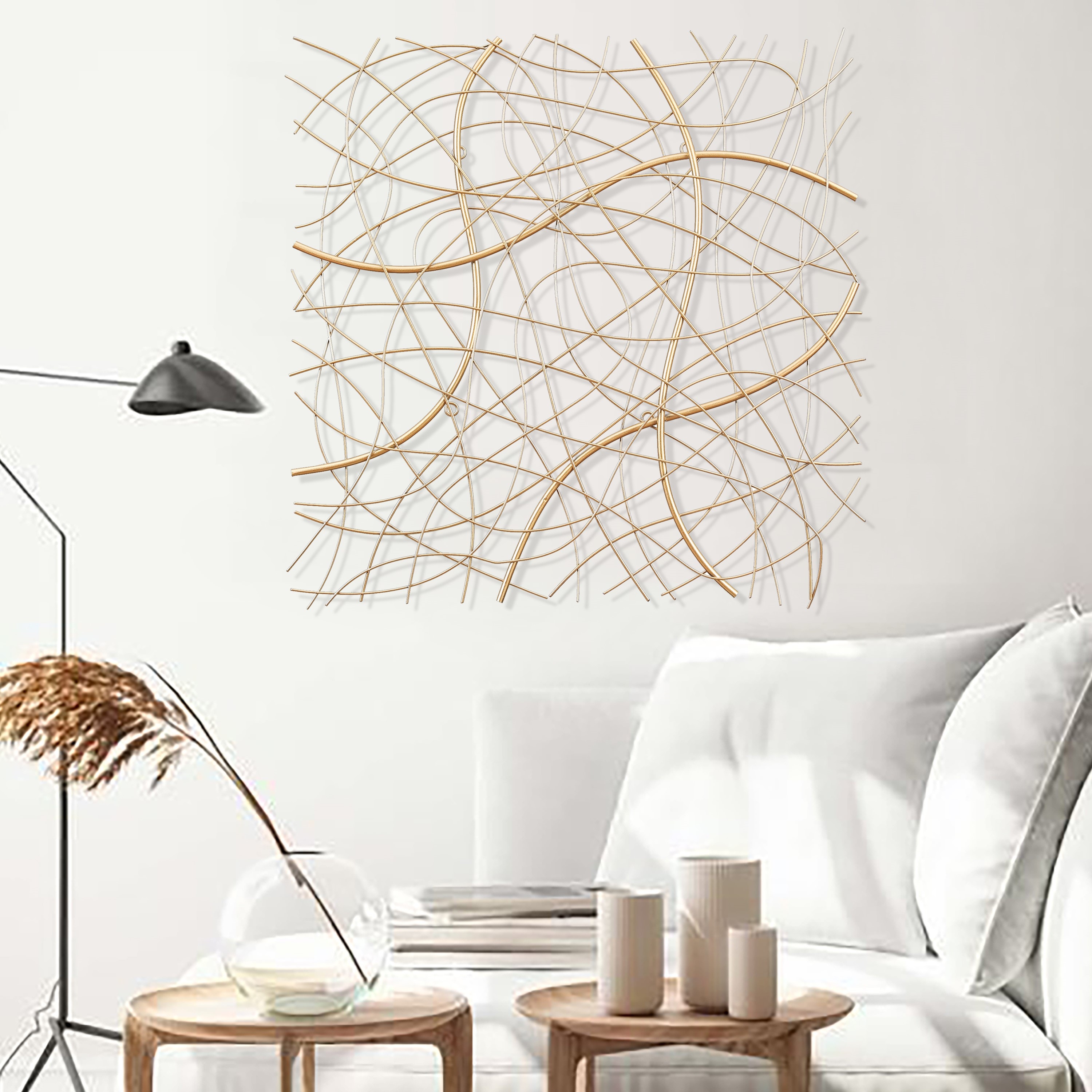 Gold Abstract Metal Modern Wall Art Decoration - On Sale - Bed