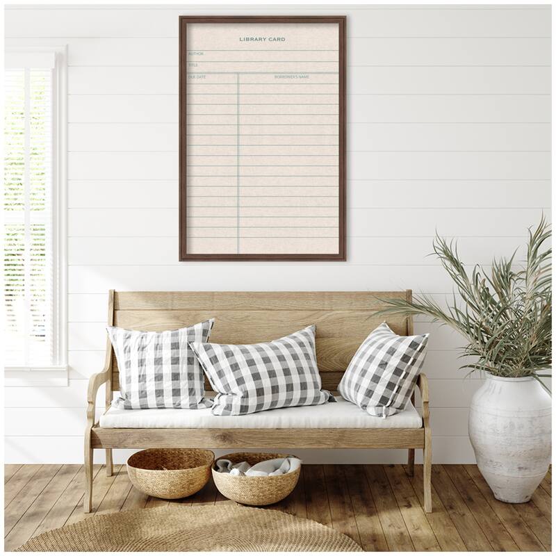 Kate and Laurel Framed Fabric Pinboard Linen Library Card Wall Organization