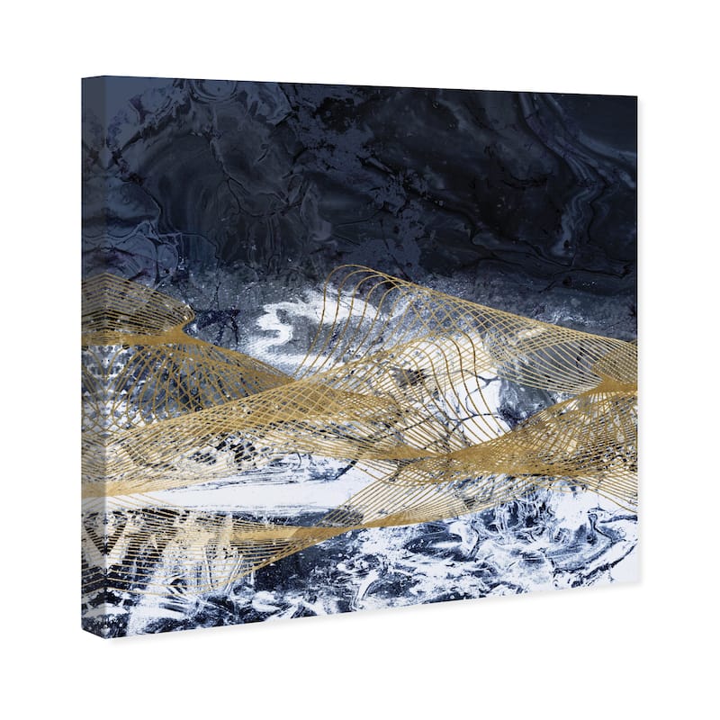Wynwood Studio Canvas Abstract Mountain Snow Blue and Dark Blue Modern & Contemporary Wall Art Canvas Print
