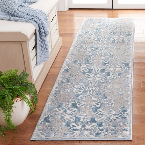 slide 2 of 10, Martha Stewart by SAFAVIEH Bertrande Modern Rug 2' x 8' Runner - Grey/Blue - Runner