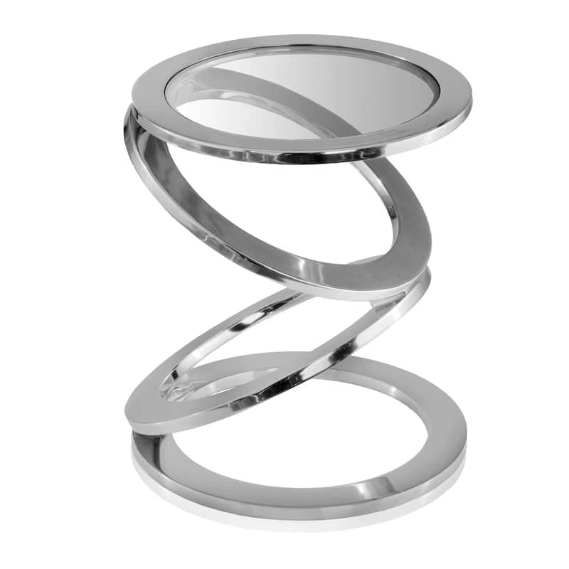 HomeRoots 17" Silver And Clear Glass and Aluminum Round Abstract End Table