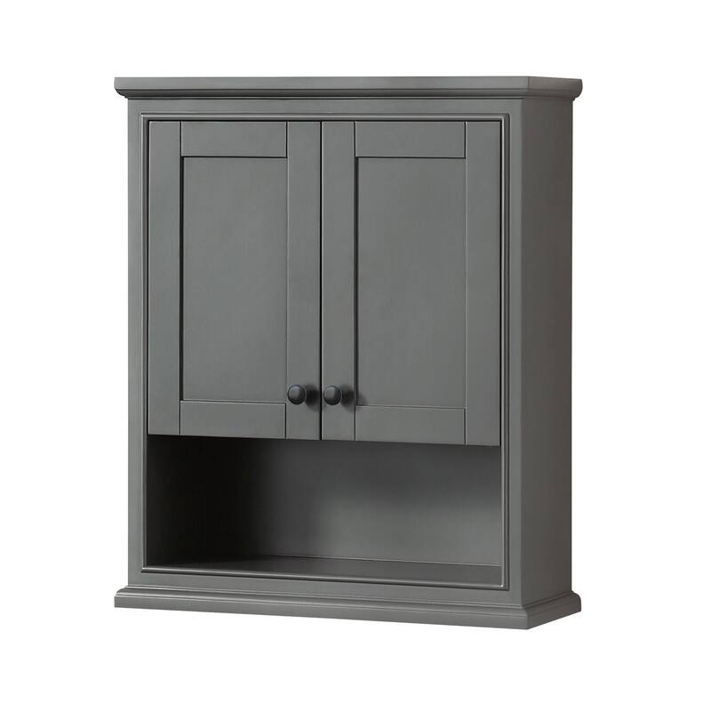 Wyndham Collection Deborah 30" Wood Wall Mounted Bathroom Cabinet - Dark Gray / Matte Black Hardware