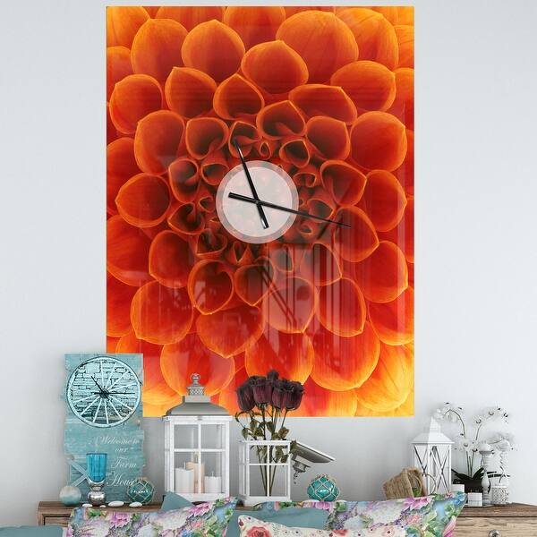 slide 2 of 11, Designart 'Large Dark Yellow Flower and Petals' Oversized Floral Wall CLock