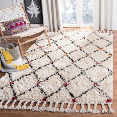 SAFAVIEH Handmade Casablanca Shag Hajri Tribal Wool Rug