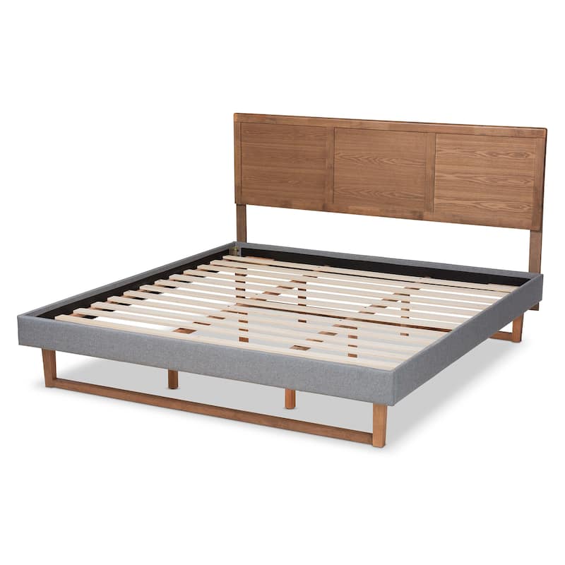 Carson Carrington Inglerud Upholstered Ash Walnut Wood Platform Bed