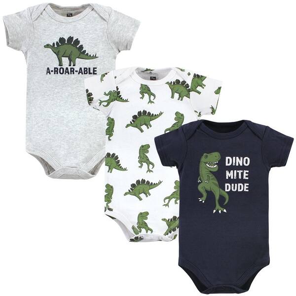 slide 1 of 1, Hudson Baby Infant Boys Cotton Bodysuits, Dinomite Dude 0-3 Months - Dinomite Dude