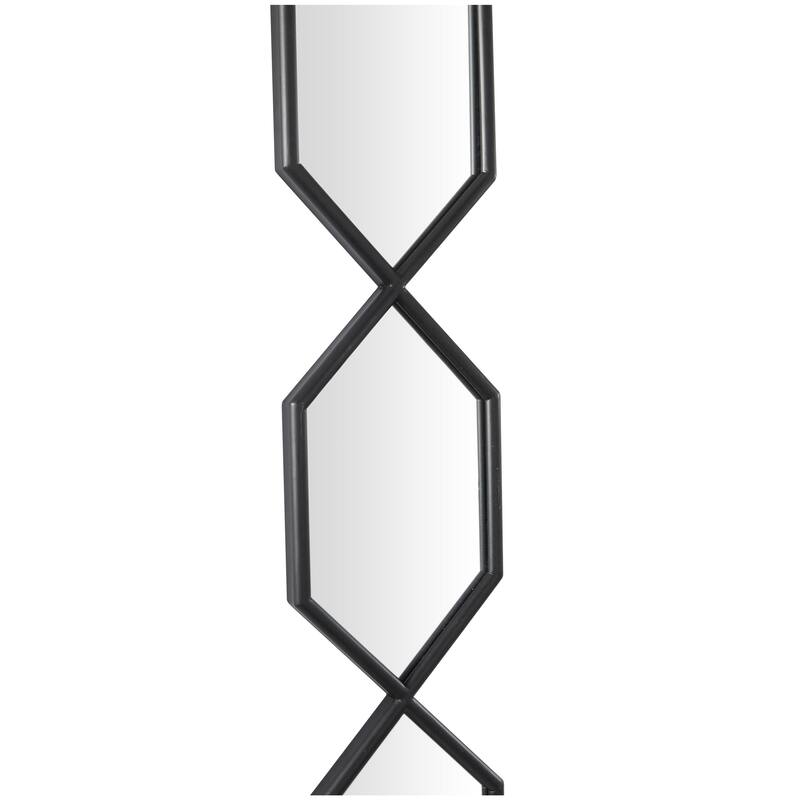 Metal Geometric Slim Stacked Chain 5 Layer Wall Mirror with Trellis Pattern - Black, Gold, Silver - Roche River Decor