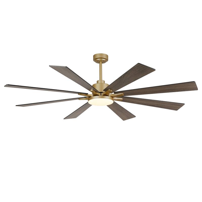 Vaczon 72" Transitional Gold Smart Large Ceiling Fan with Dimmable LED Light and Remote
