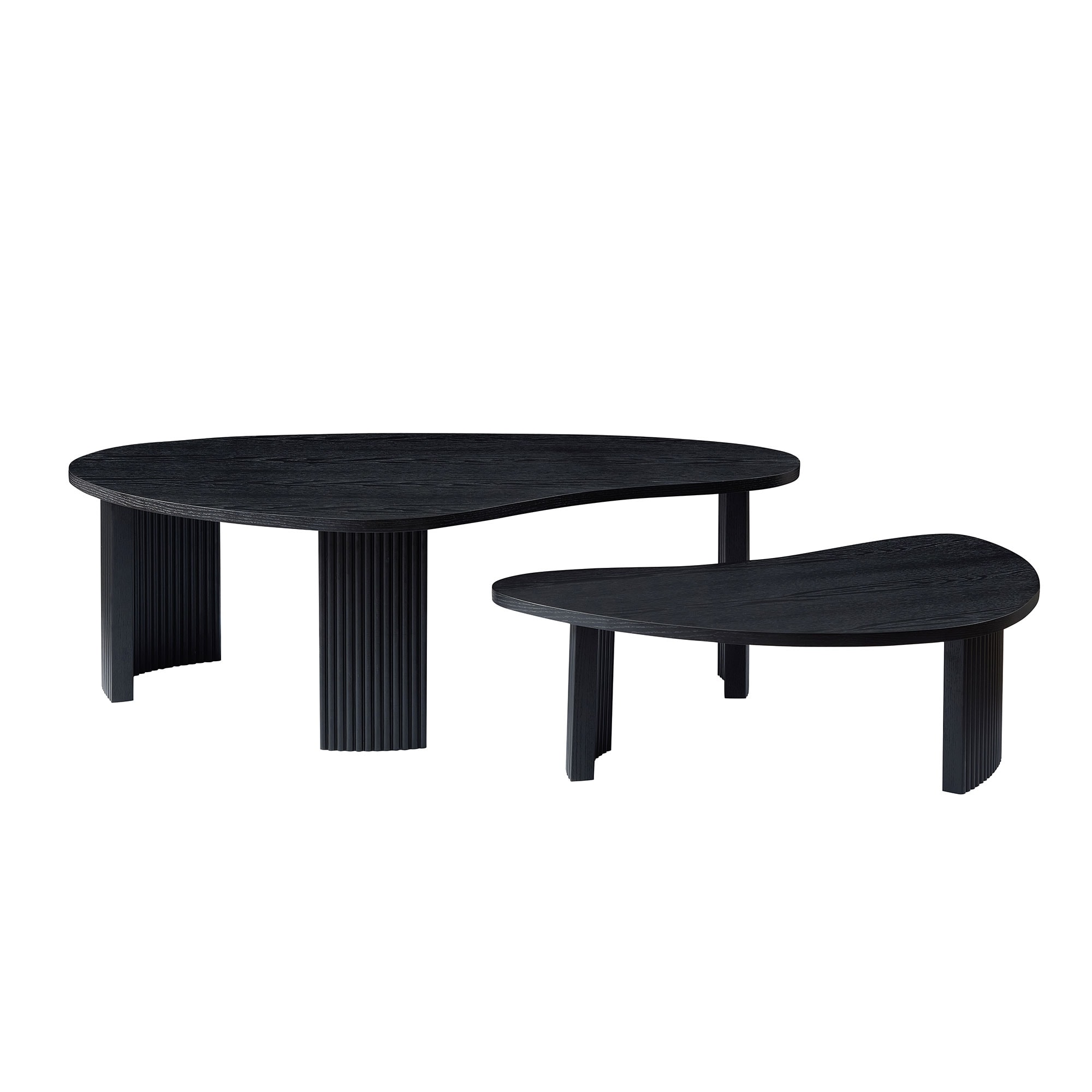Nesting Coffee Table Set of 2, Irregular Shape Center Table 2-Piece Modern Side Table End Table