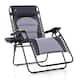 Oversize XL Padded Zero Gravity Lounge Chair Wider Armrest Adjustable Recliner with Cup Holder - Dark Grey