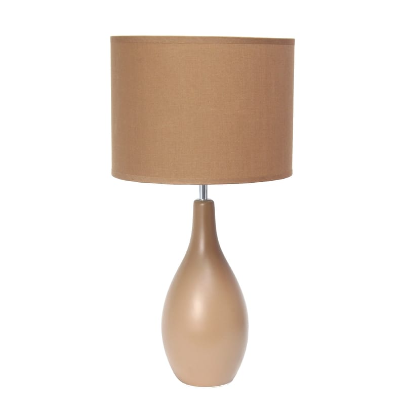 Traditional Dewdrop Table Lamp with Drum Shade - 18.25" - Brown