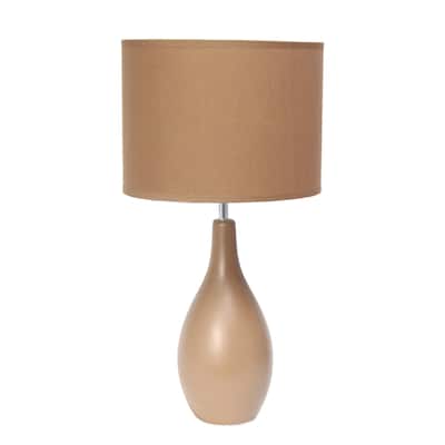 Traditional Dewdrop Table Lamp with Drum Shade - 18.25" - Brown