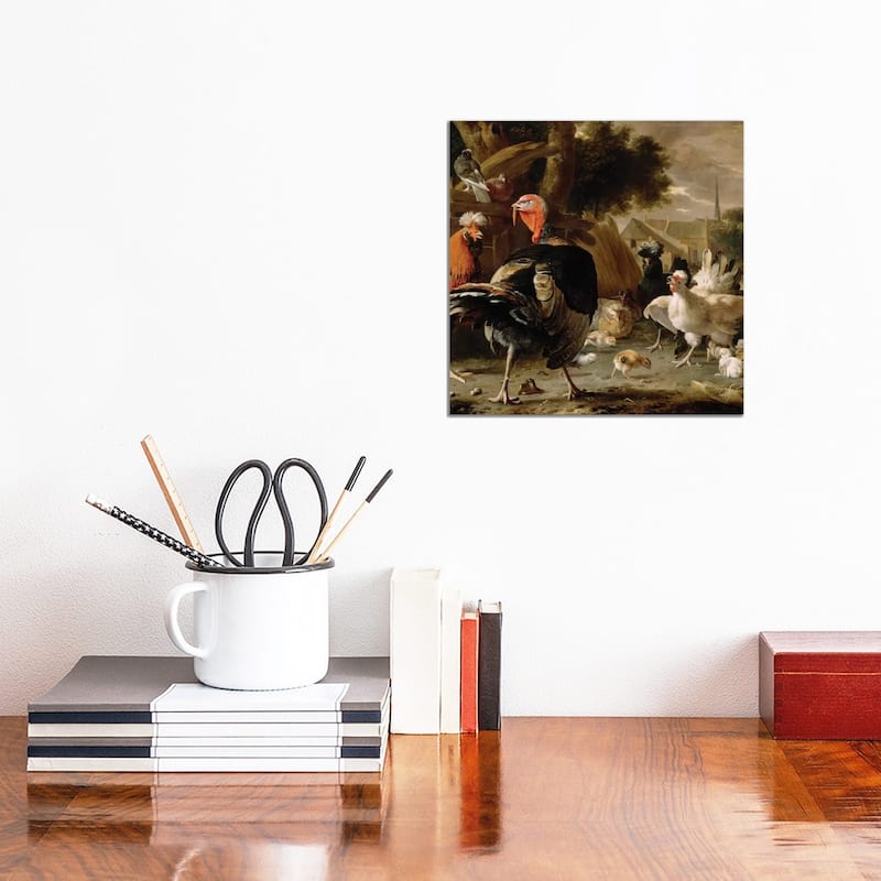 iCanvas "Poultry Yard, c.1668" by Melchior de Hondecoeter Canvas Print - 12x12x0.75