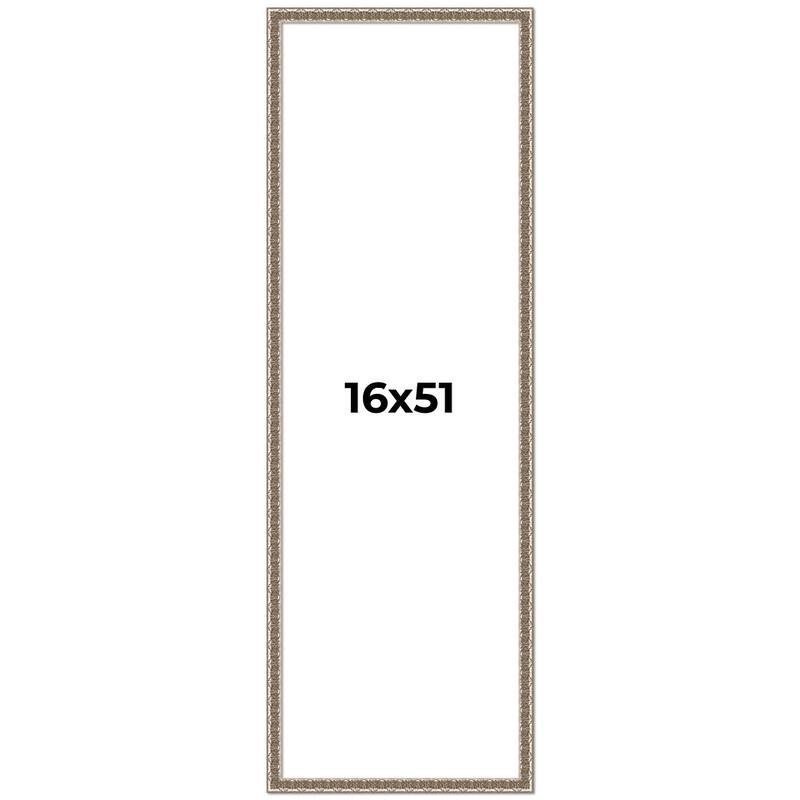 16x51 Frame Silver Versailles Ornate Solid Wood Picture Frame | 1 Inch
