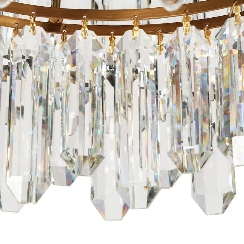 Modern Crystal 9-Light Drum Chandelier for Dining Room Bedroom - Gold