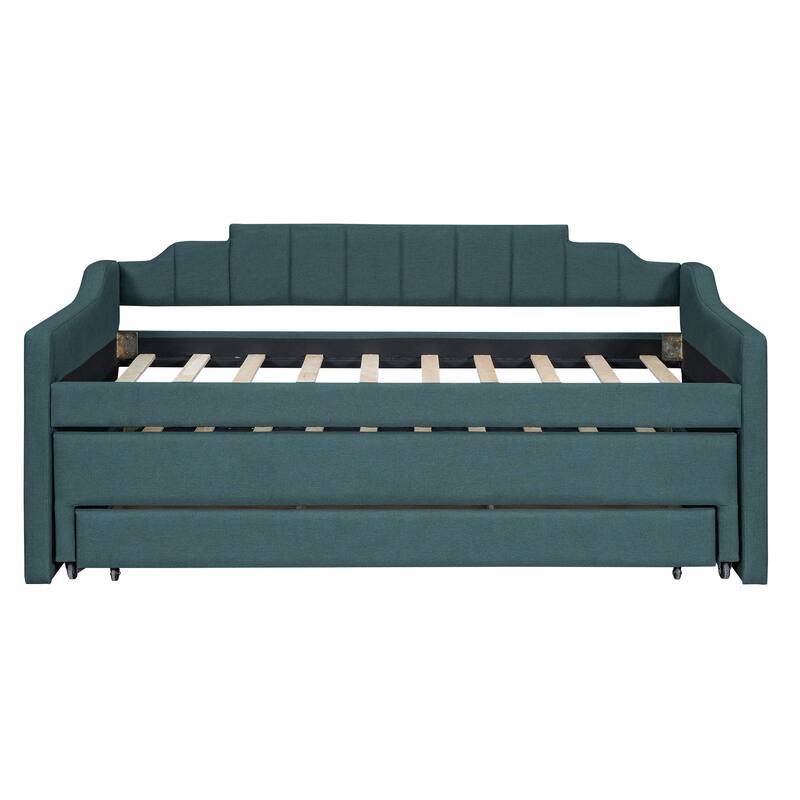 Roomfitters Twin Upholstered Daybed with Trundle and Hidden Side Storage Compartments