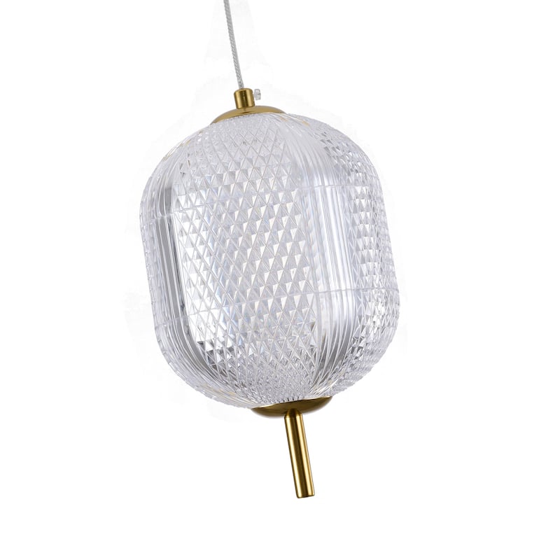 1-Light Brass Dimmable LED Single Pendant With A Clear PC Shade