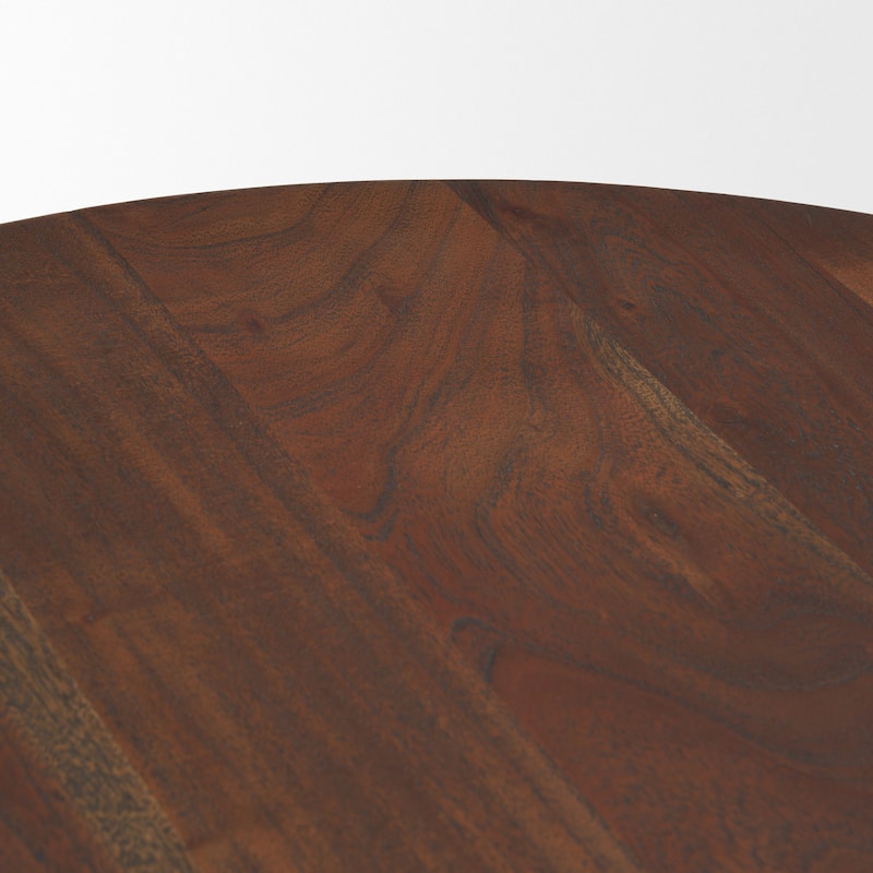 Sonel Pedestal Medium Dark Brown / Matte Black Acacia Wood Foyer Table -  35.0L x 4.5W x 35.0H
