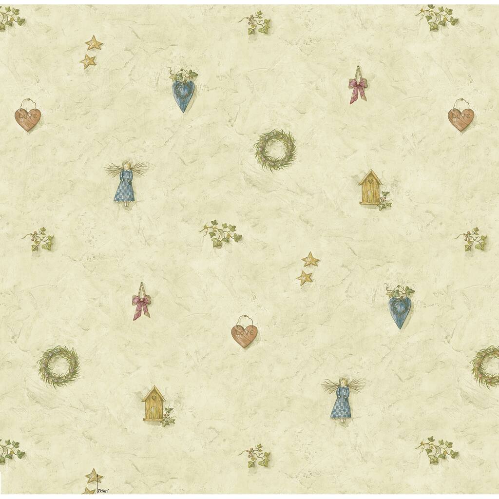 Hana, Mazy Blue Hearts Dolls Toss, 33' L X 20.5 W, Wallpaper Roll