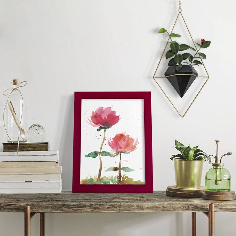 Pink Fleurs I -Framed Print w/glass-Cherry Red