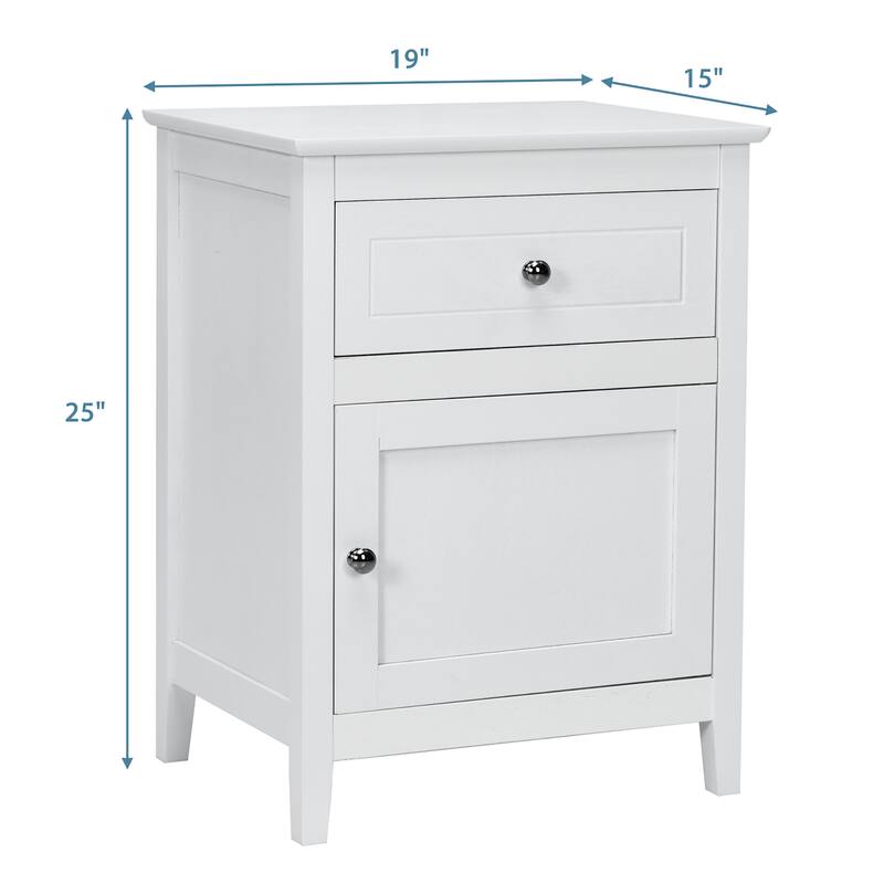 Costway 2PCS Nightstand with Drawer Accent Side End Table Storage