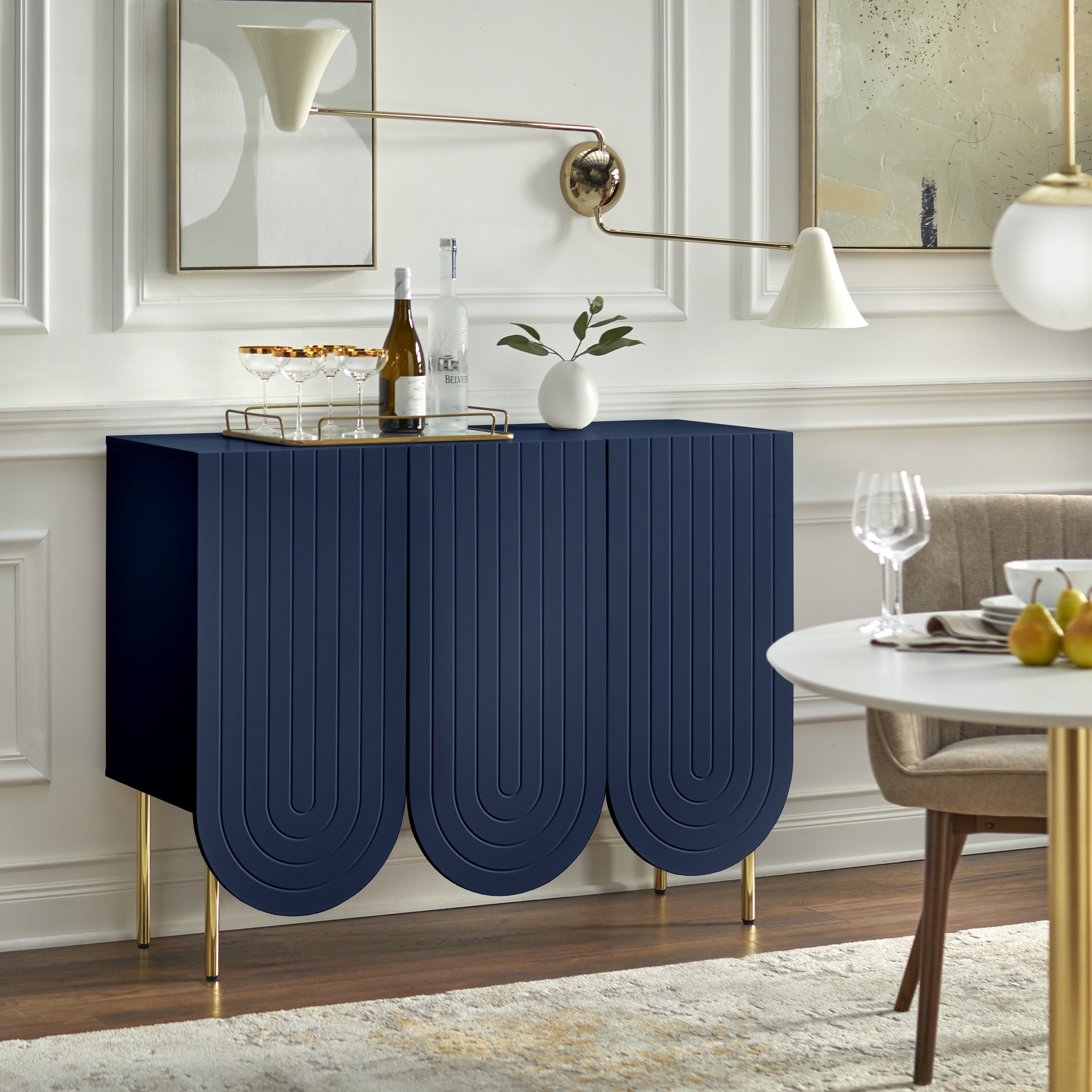 Lifestorey Ingrid 3-Door Scalloped Mid-Century Sideboard