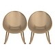 preview thumbnail 40 of 45, Set of 2 Mid-Century Modern Rocking Lounge Chairs - Egg-Shaped Breathable Plastic Seat with Durable Plastic Base, Accent Seating Beige