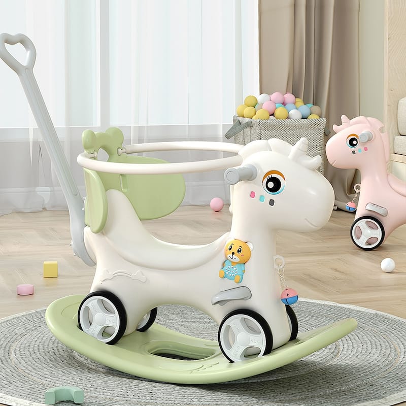 Unicorn Rocking Ride Toys for Toddlers with Handle and Balance Board - Green