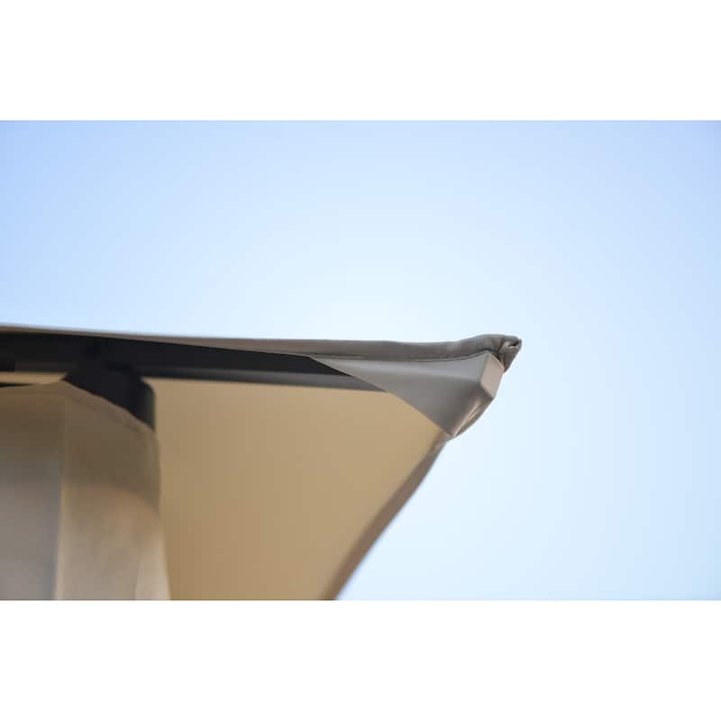 127"W x 127"D Square Quality Double Tiered Grill Canopy, Outdoor BBQ Gazebo Tent with UV Protection, Beige