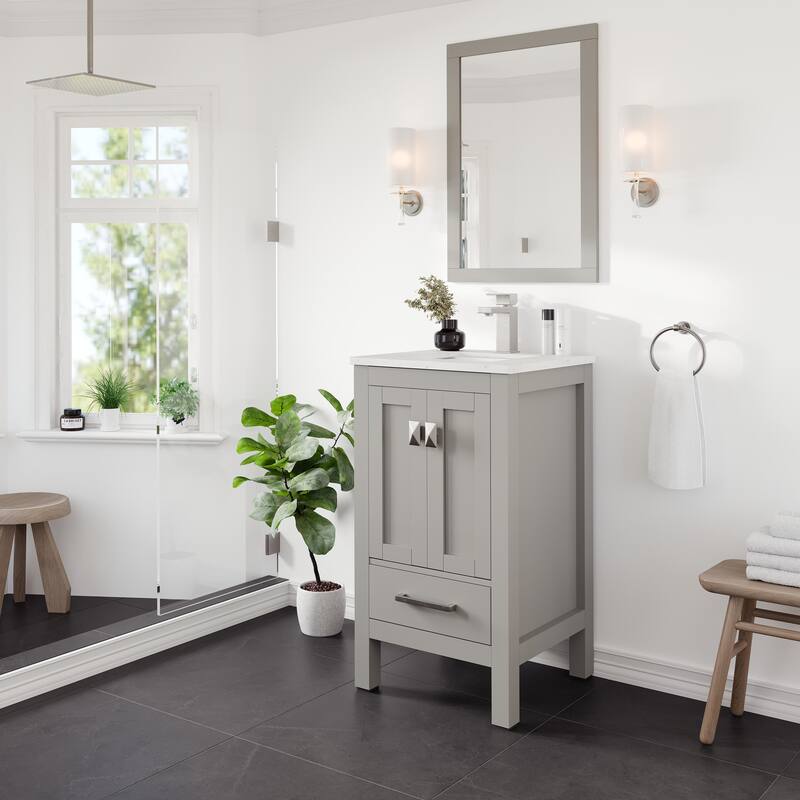 London 20" Gray Bath Vanity with Carrara Quartz Top & Undermount Sink