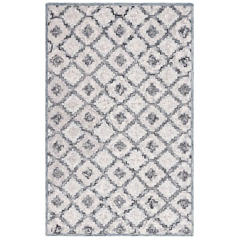 SAFAVIEH Handmade Soho Jaleesa Modern Trellis Wool Rug - 6' Square - Grey/Ivory